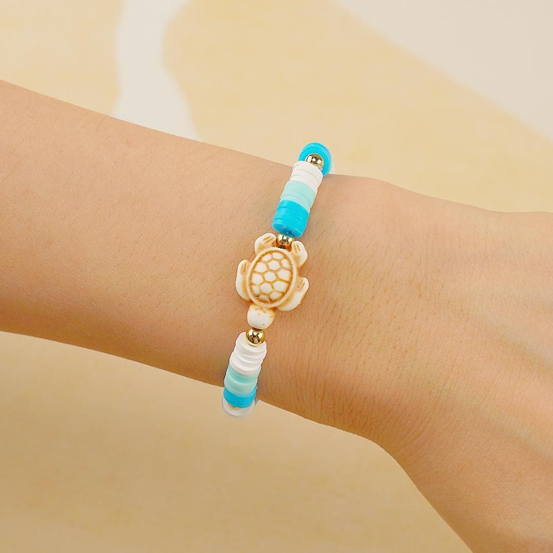 Turtle Clay Bead Bracelet