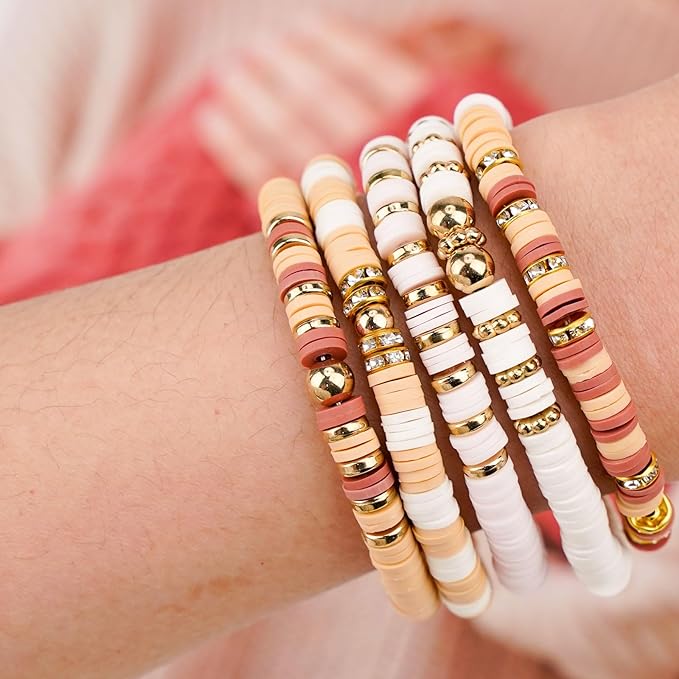 Gionlion 3000 Pcs Clay Beads for Bracelets (Golden Milk Mocha)