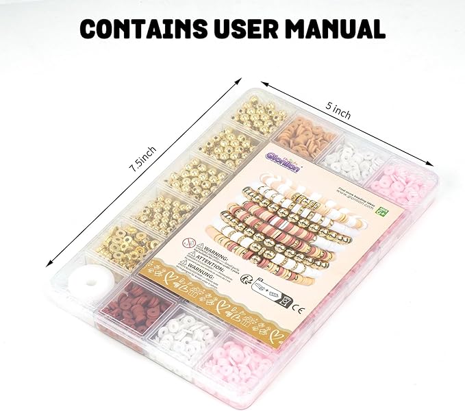 Gionlion 3000 Pcs Clay Beads for Bracelets (Golden Milk Mocha)