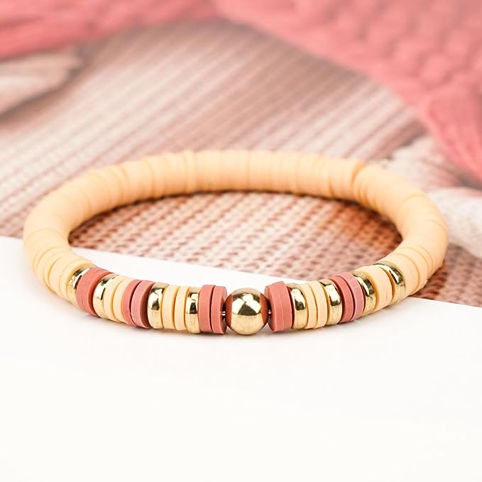 Gionlion 3000 Pcs Clay Beads for Bracelets (Golden Milk Mocha)