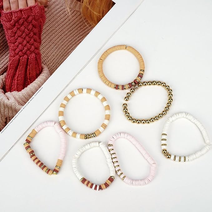 Gionlion 3000 Pcs Clay Beads for Bracelets (Golden Milk Mocha)