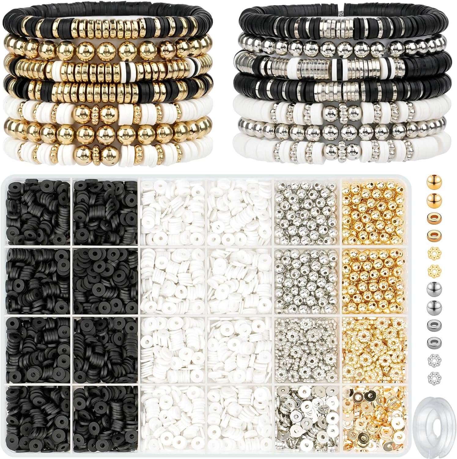 Gionlion 3000 Pcs Clay Beads for Bracelets (Midnight Elegance)