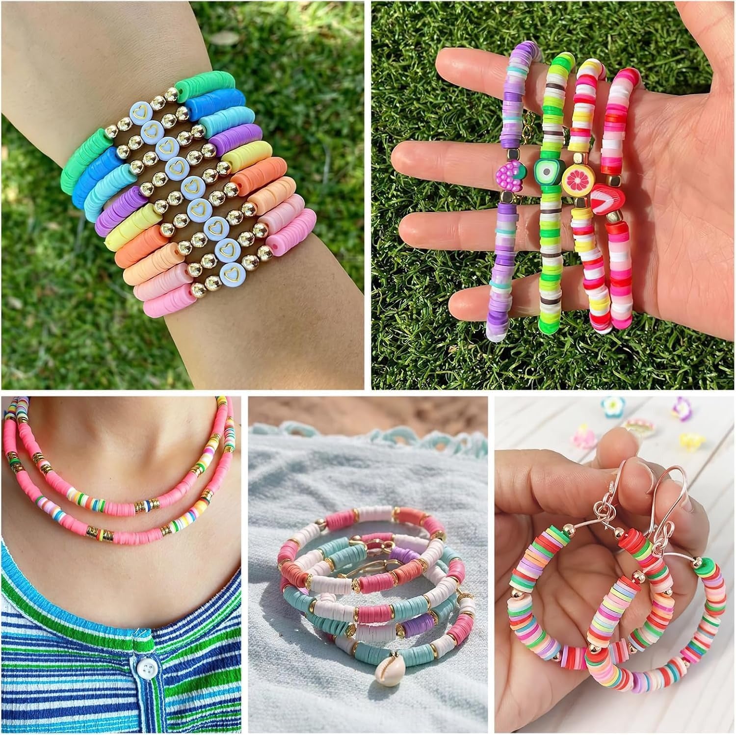 Gionlion 30,000 Pcs Clay Beads Bracelet Making Kit, 168 Colors 8 Boxes Flat Preppy Beads for Friendship Bracelets, Jewelry Kit with Pendant Charms Elastic String Crafts Gift for Adults Kids 6+