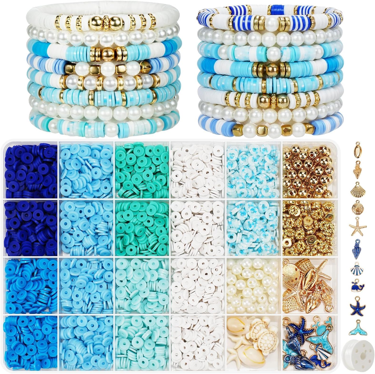 Gionlion 3000 Pcs Clay Beads for Bracelets (Azure Dream)