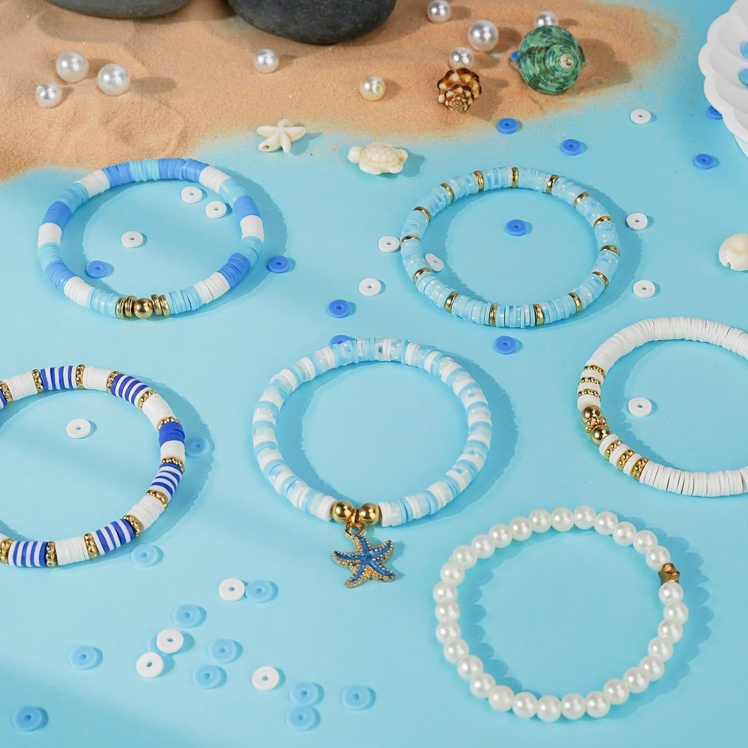 Gionlion 3000 Pcs Clay Beads for Bracelets (Azure Dream)