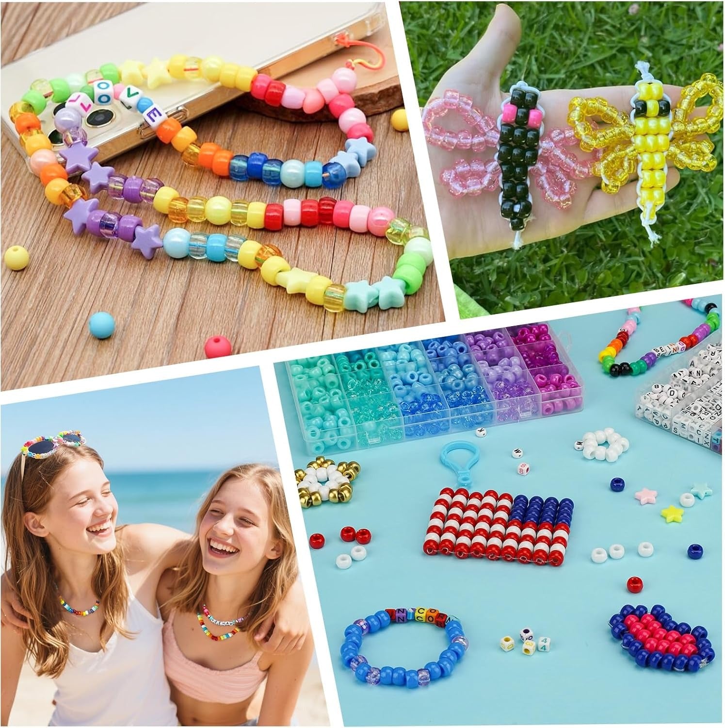 Gionlion 96 Colors 5 Boxes Bracelet Making Kit Pony Beads, Friendship Bracelet Kit with 850 Pcs Letter Beads, Rainbow Kandi Beads for Bracelets Jewelry Making Kit, Arts and Crafts Gifts for Kids