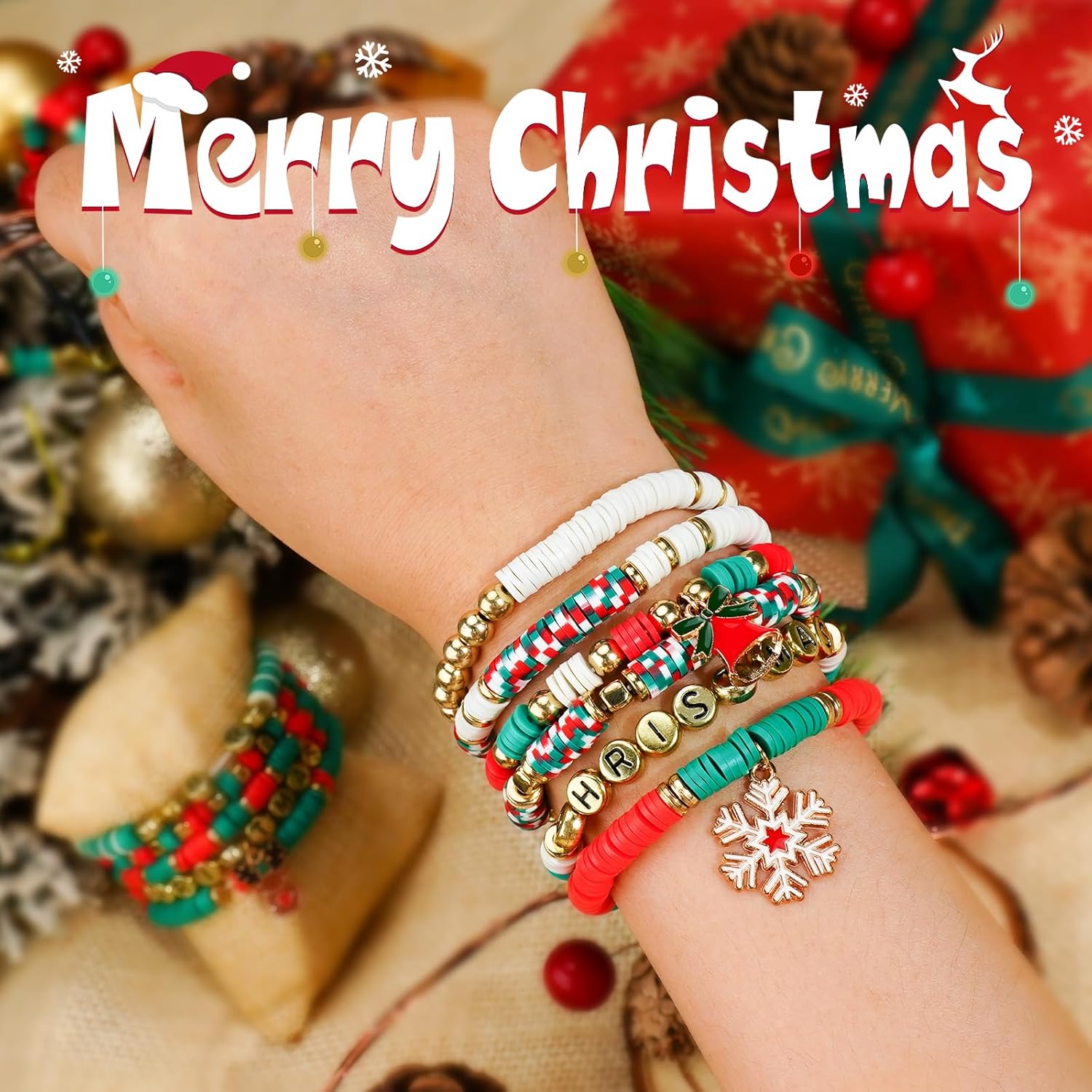 Gionlion 3000 Pcs Christmas Beads for Bracelets