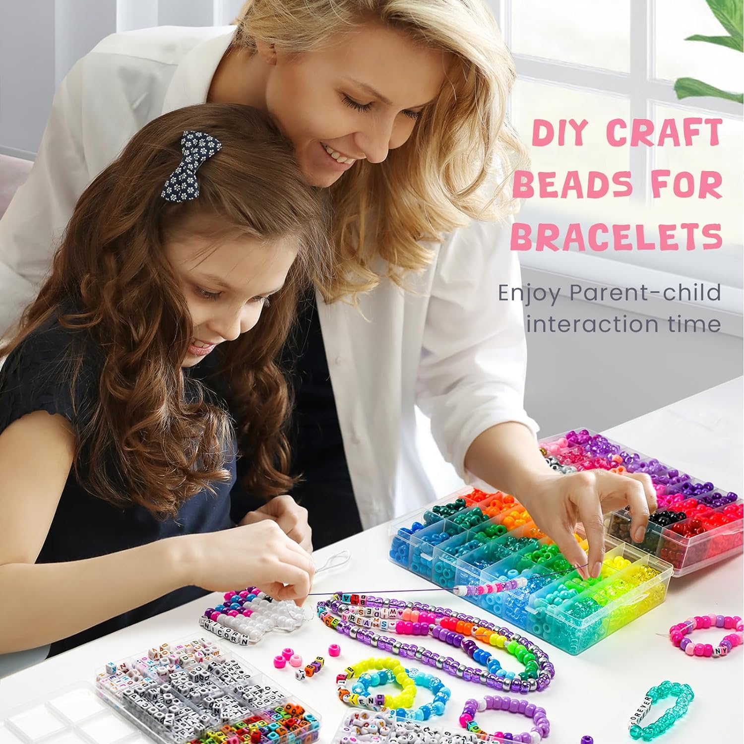 Gionlion 4200pcs Pony Beads for Bracelet Making Kit