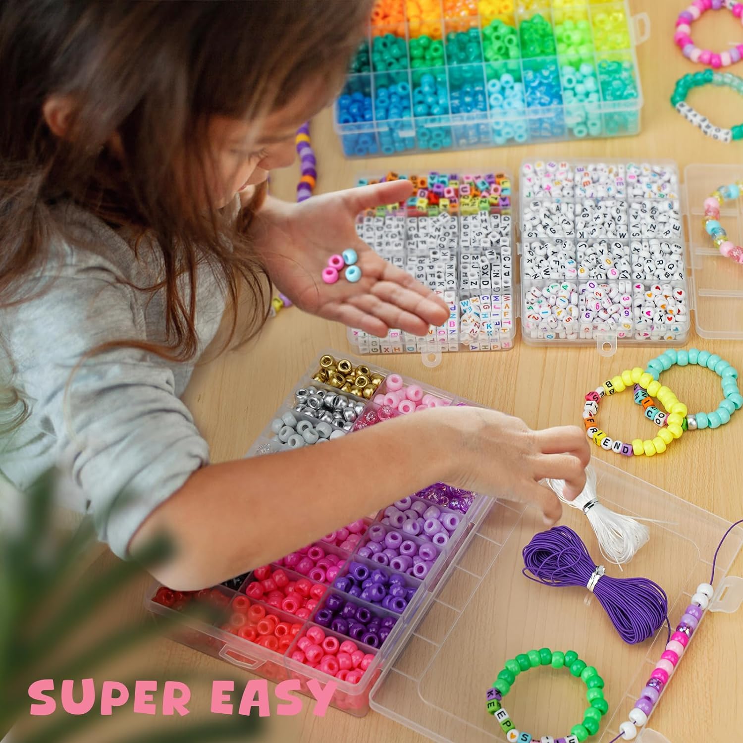 Gionlion 4200pcs Pony Beads for Bracelet Making Kit