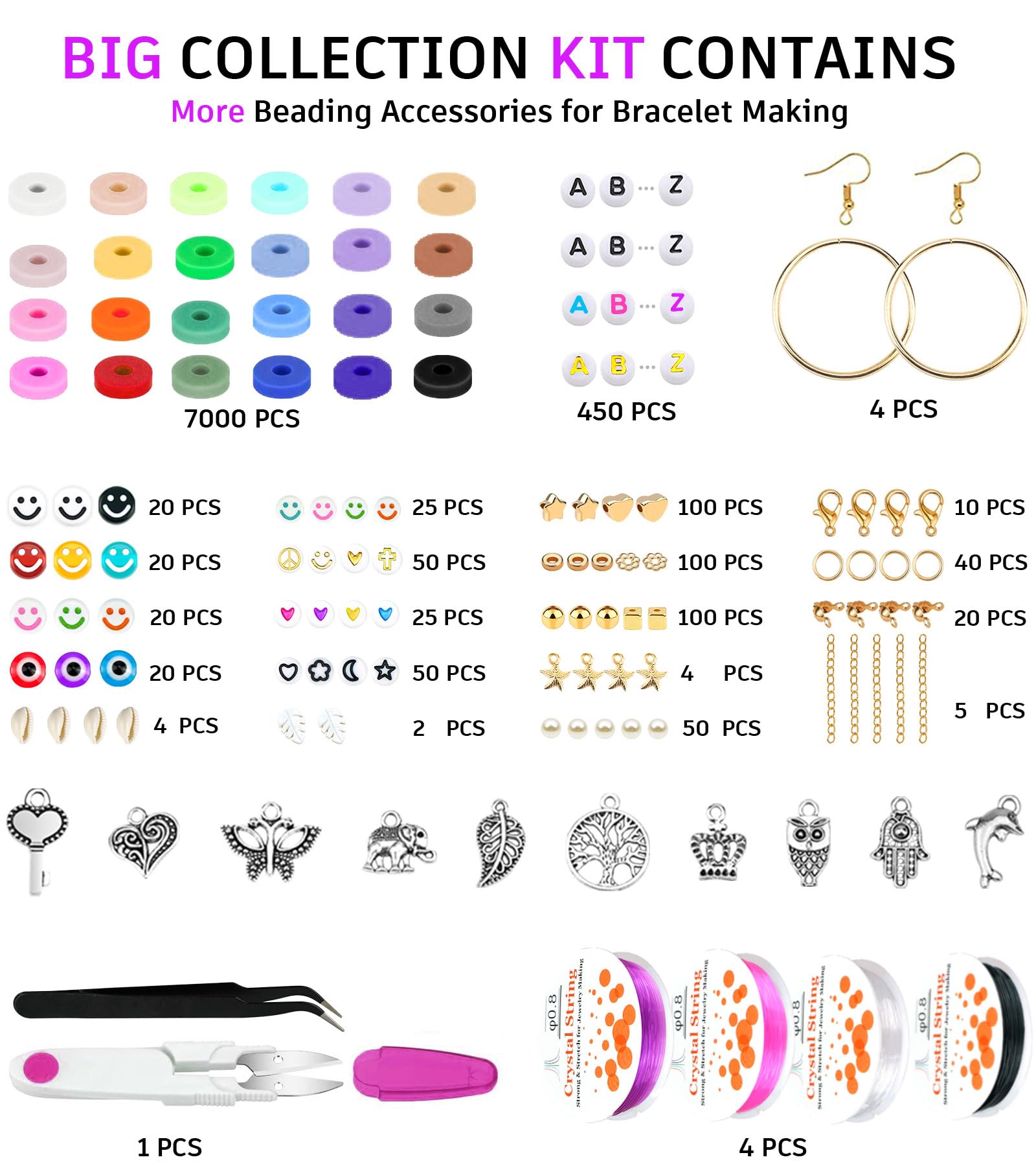 Gionlion 8000 Pcs Clay Beads Bracelet Making Kit