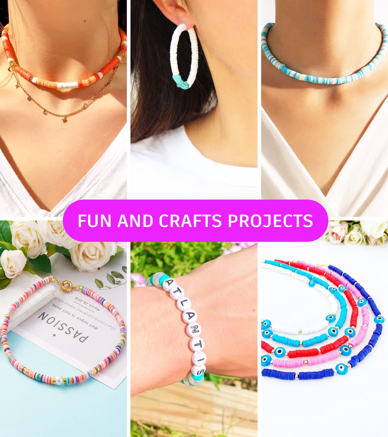 Gionlion 8000 Pcs Clay Beads Bracelet Making Kit