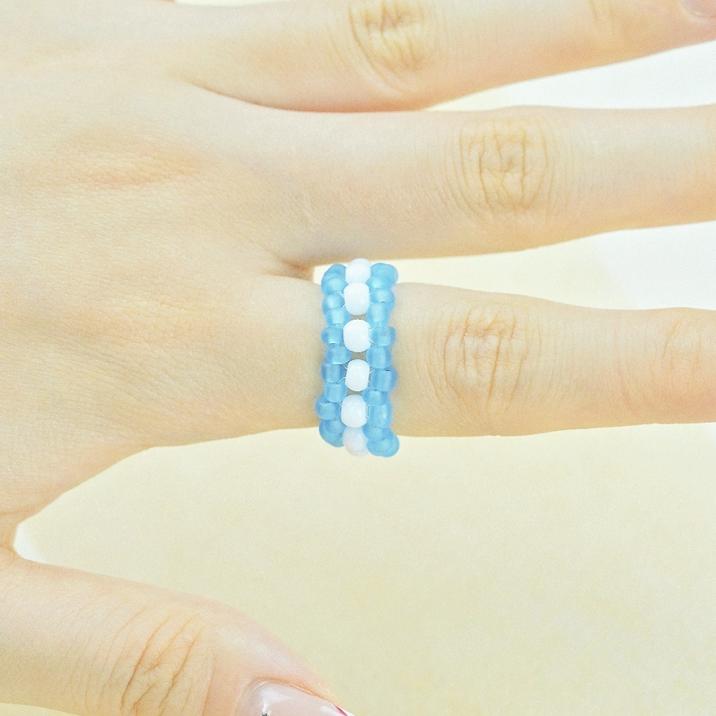 Blue & White Dou-tone Ring