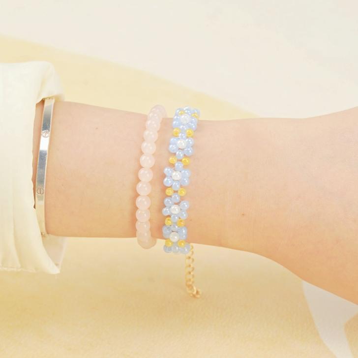 Creamy Blue Floral Bracelet