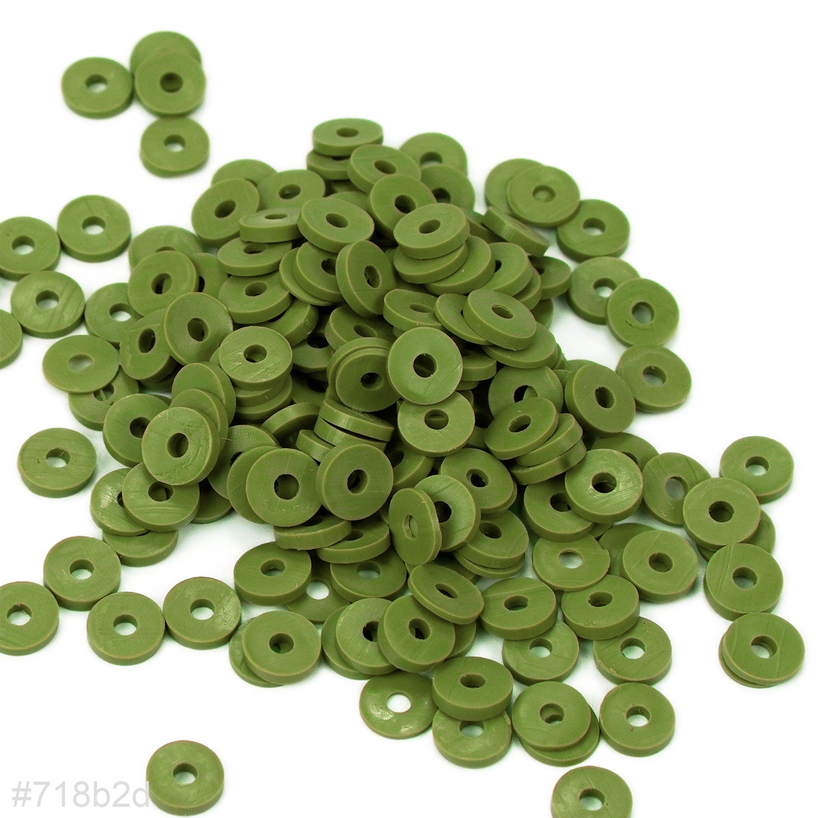 Sage Green 6mm Clay Heishi Beads - Riverside Beads
