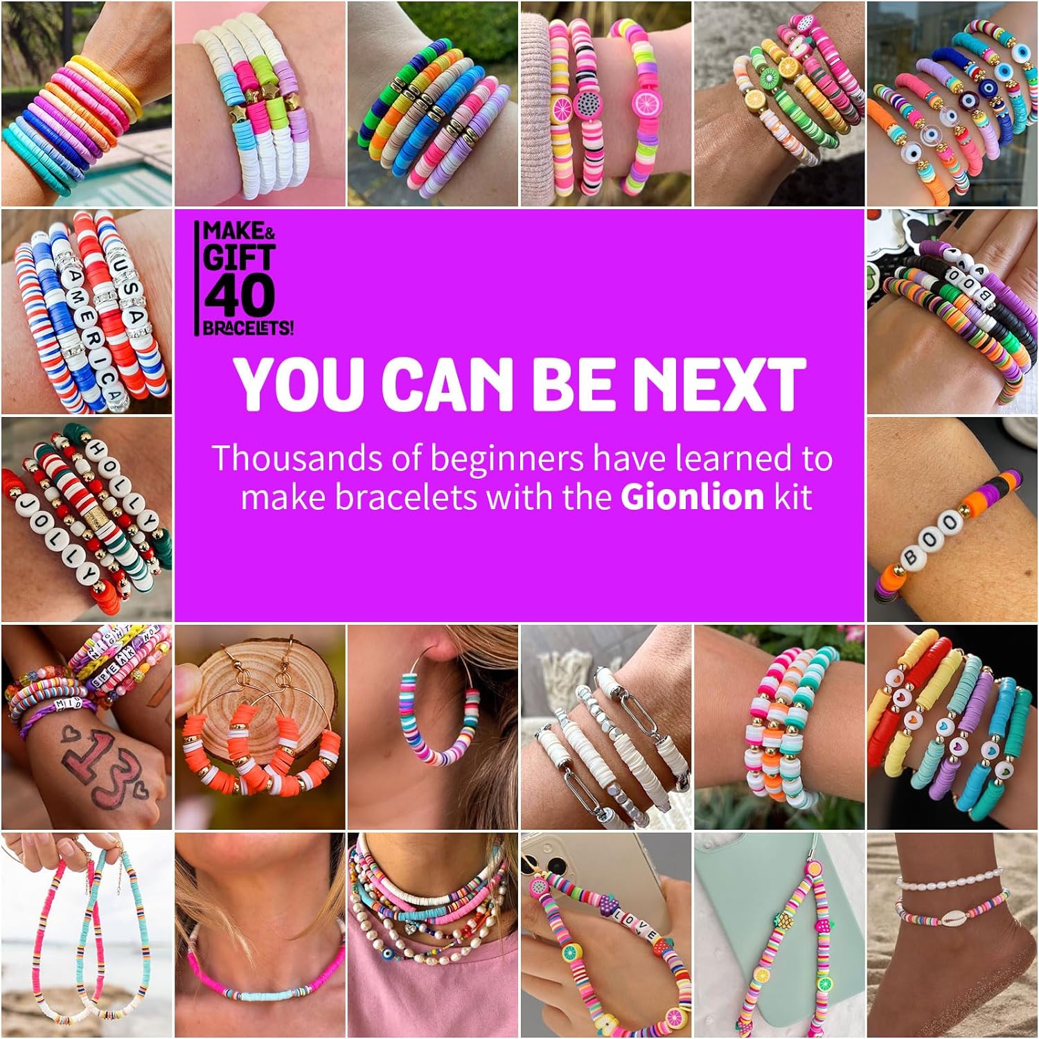 Gionlion 5200 Clay Beads Bracelet Making Kit for Beginner