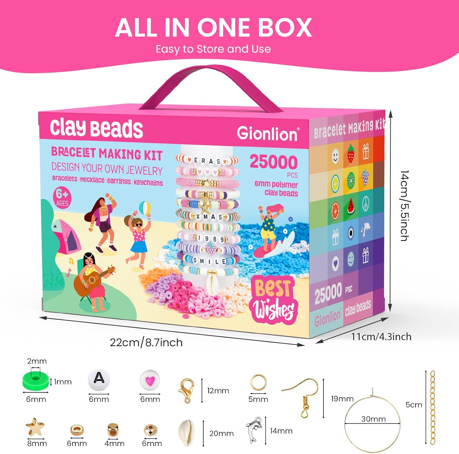 Gionlion 25000 Pcs Clay Beads Bracelet Making Kit for Gatherings