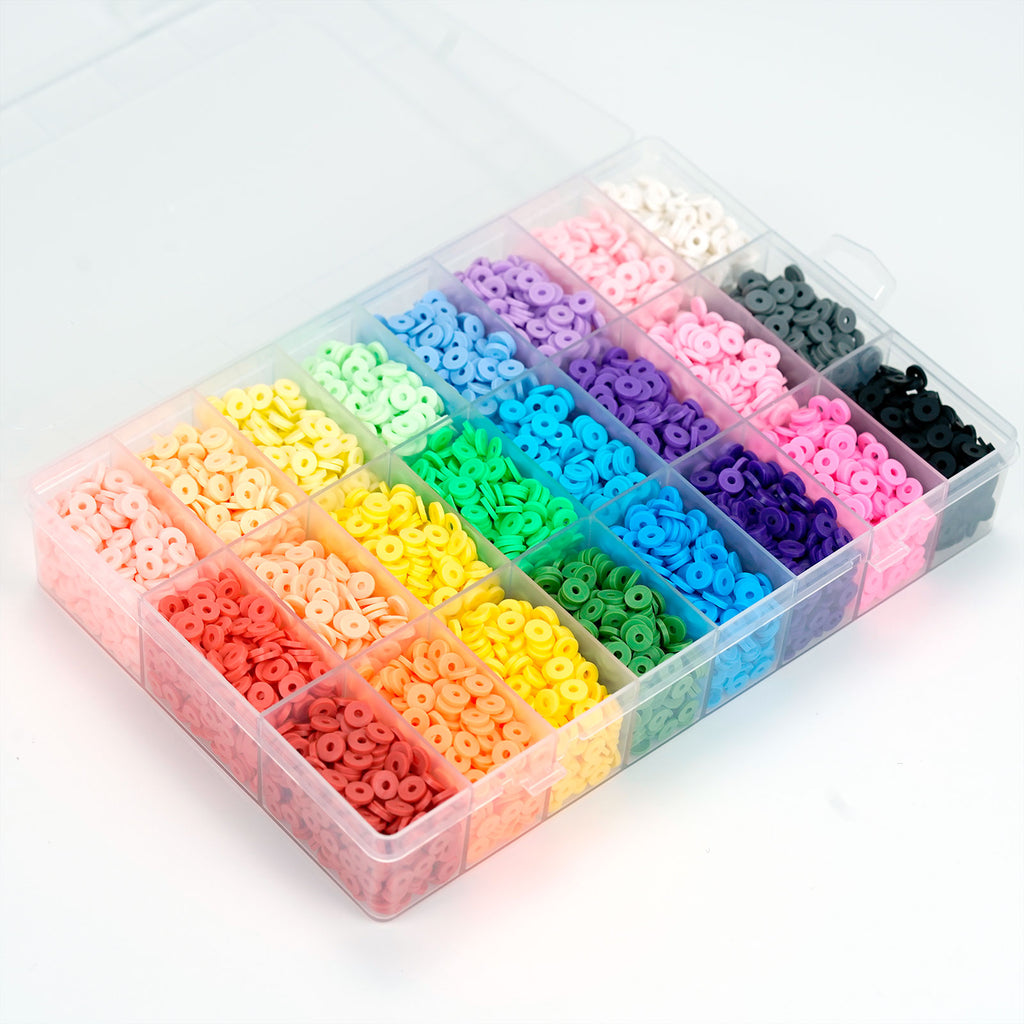 Gionlion 6000 Pcs Clay Beads for Bracelet Making, 24 Colors Flat Round Polymer C
