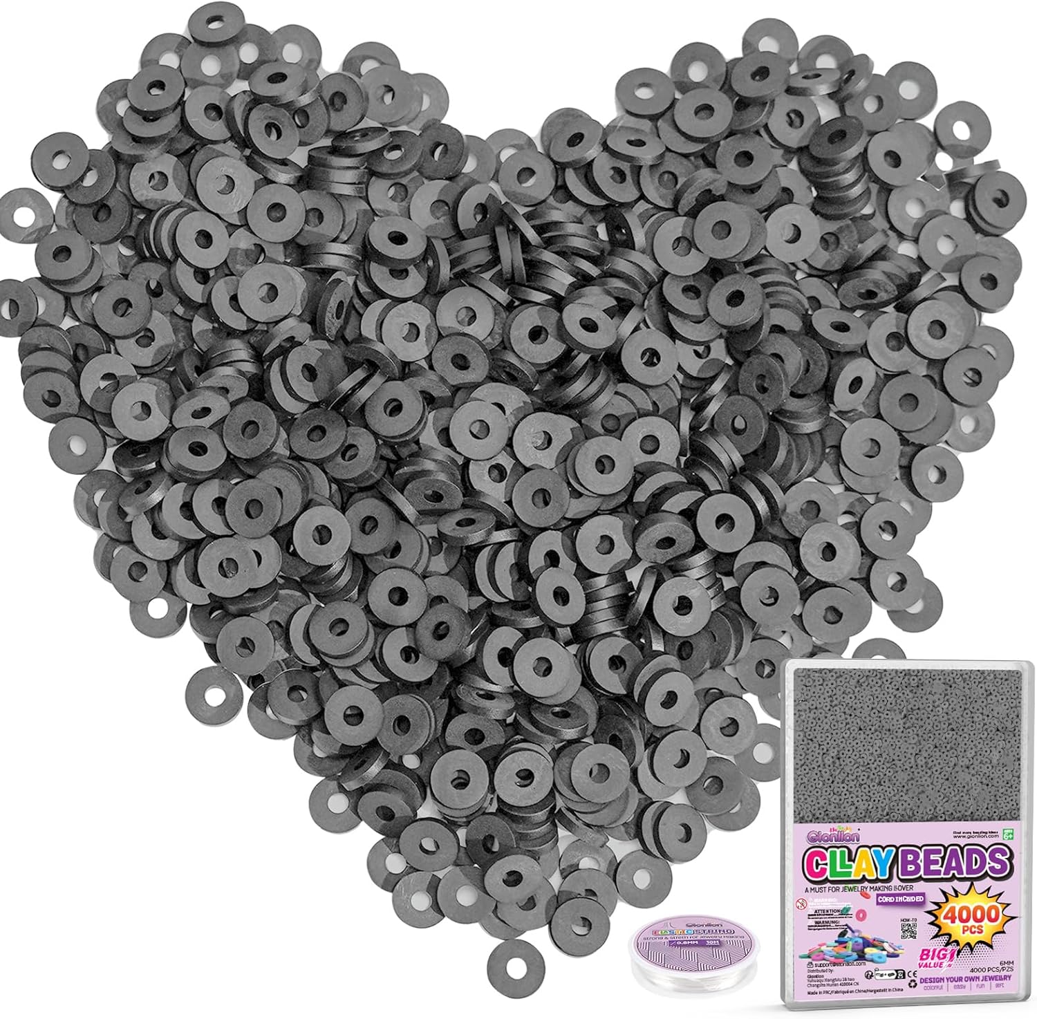 Gionlion 4000 Pcs Clay Beads Bracelet Making kit,6mm Polymer Heishi Beads for Jewelry Making,Preppy Aesthetic flat Beads for Bracelets Necklace Jewelry Making,DIY Crafts Gifts for Girls Kids