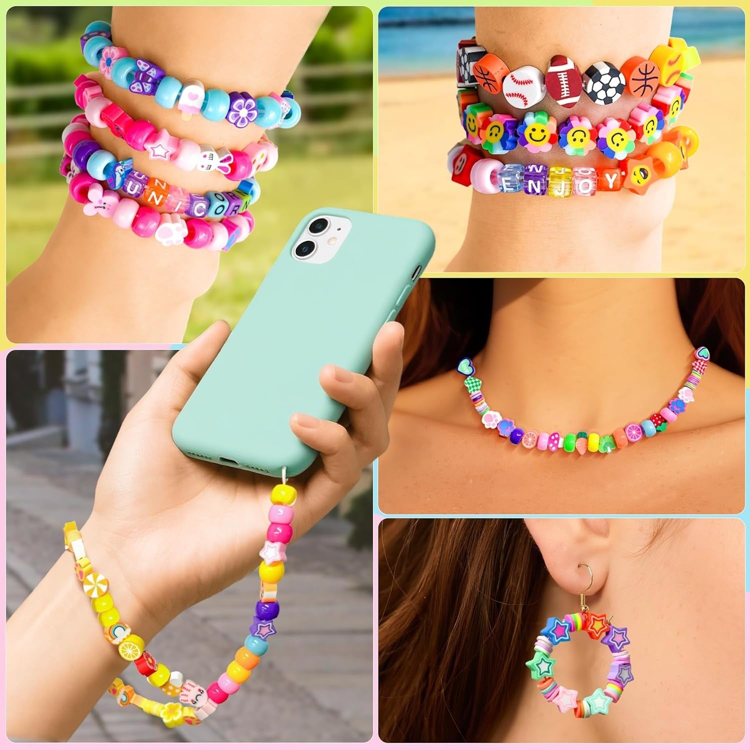 Gionlion 1200 Pcs Polymer Clay Beads Bracelet Making Kit