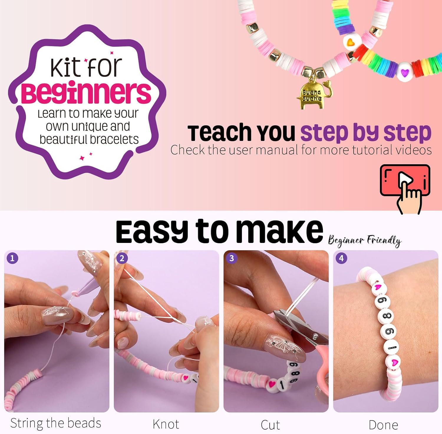 Gionlion 5200 Clay Beads Bracelet Making Kit for Beginner