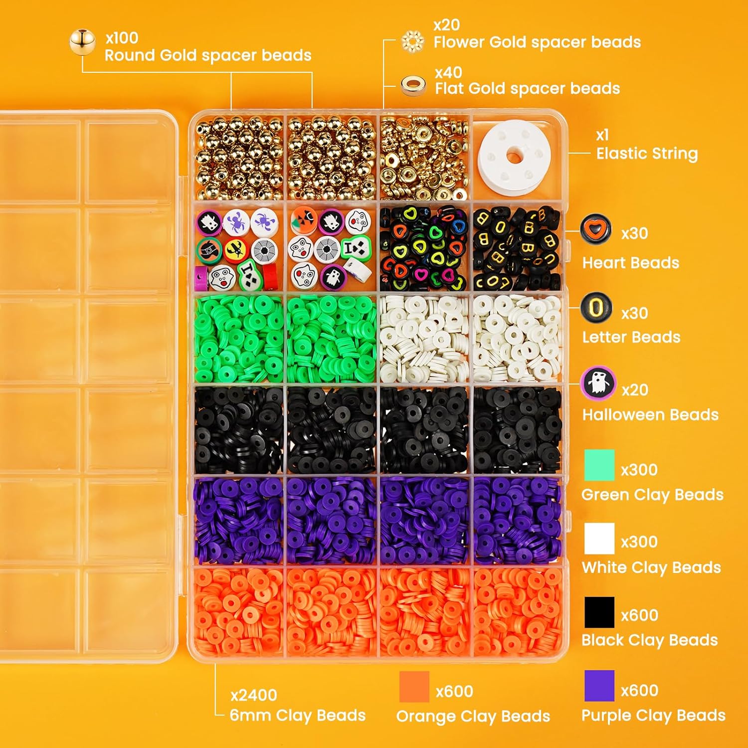 Gionlion 3000 Pcs Halloween Beads for Bracelets