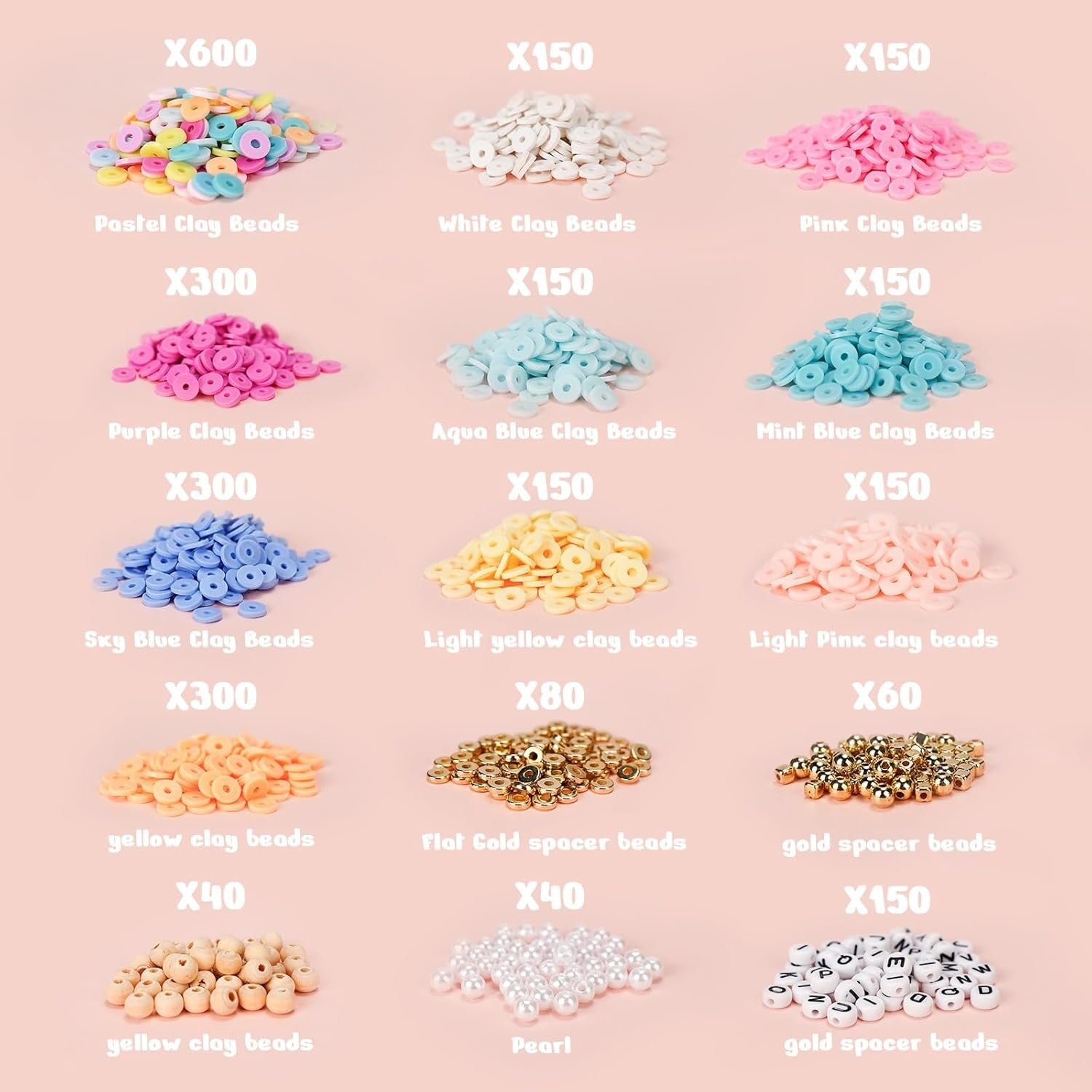 Gionlion 3000 Pcs Clay Beads for Bracelets (Pastel Whimsy)