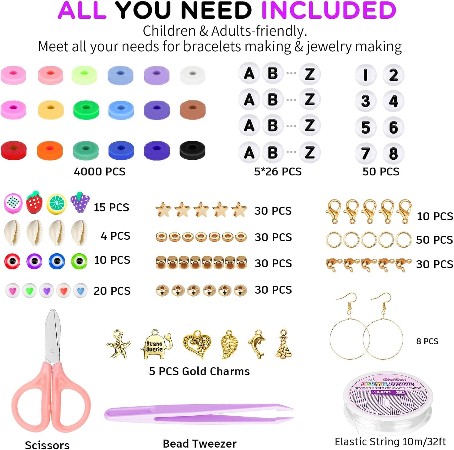 Gionlion 5200 Clay Beads Bracelet Making Kit for Beginner