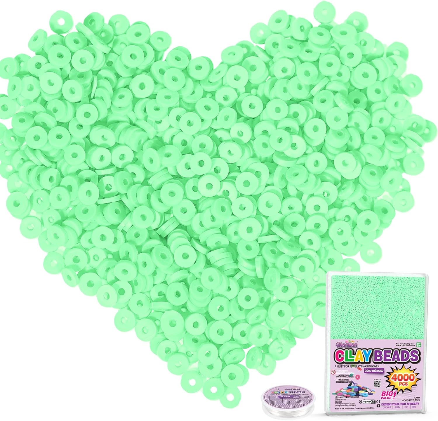 Gionlion 4000 Pcs Clay Beads Bracelet Making kit,6mm Polymer Heishi Beads for Jewelry Making,Preppy Aesthetic flat Beads for Bracelets Necklace Jewelry Making,DIY Crafts Gifts for Girls Kids