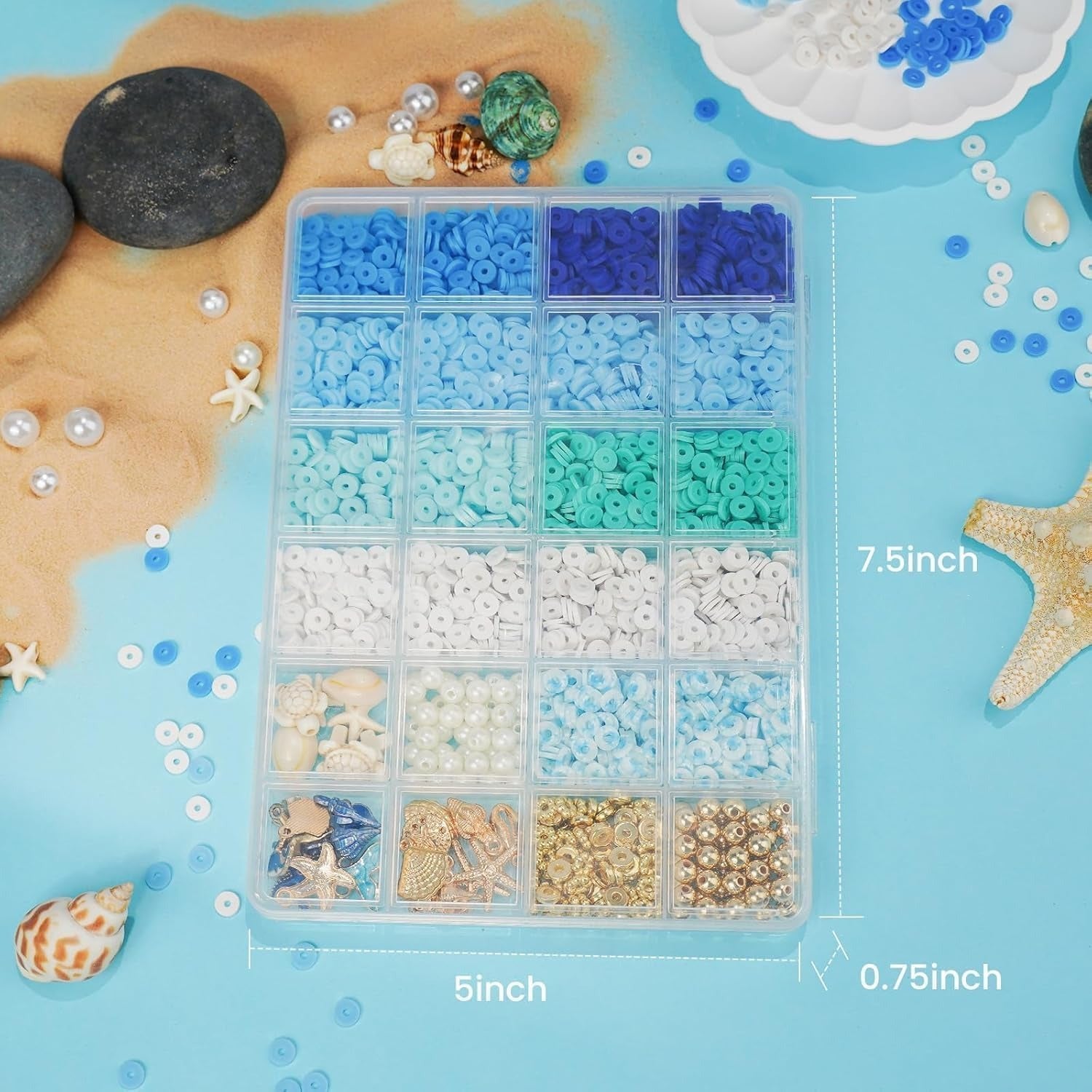 Gionlion 3000 Pcs Clay Beads for Bracelets (Azure Dream)