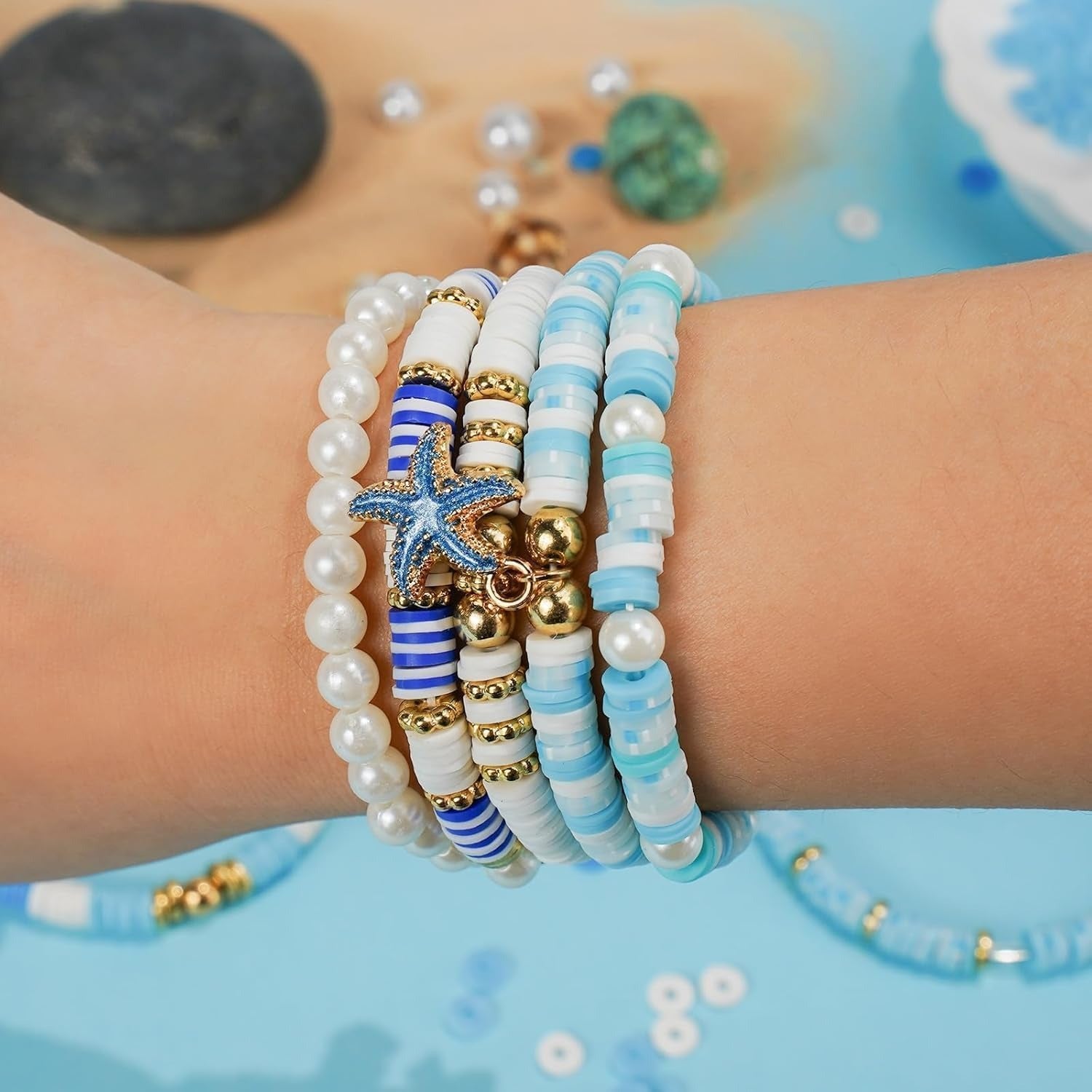 Gionlion 3000 Pcs Clay Beads for Bracelets (Azure Dream)