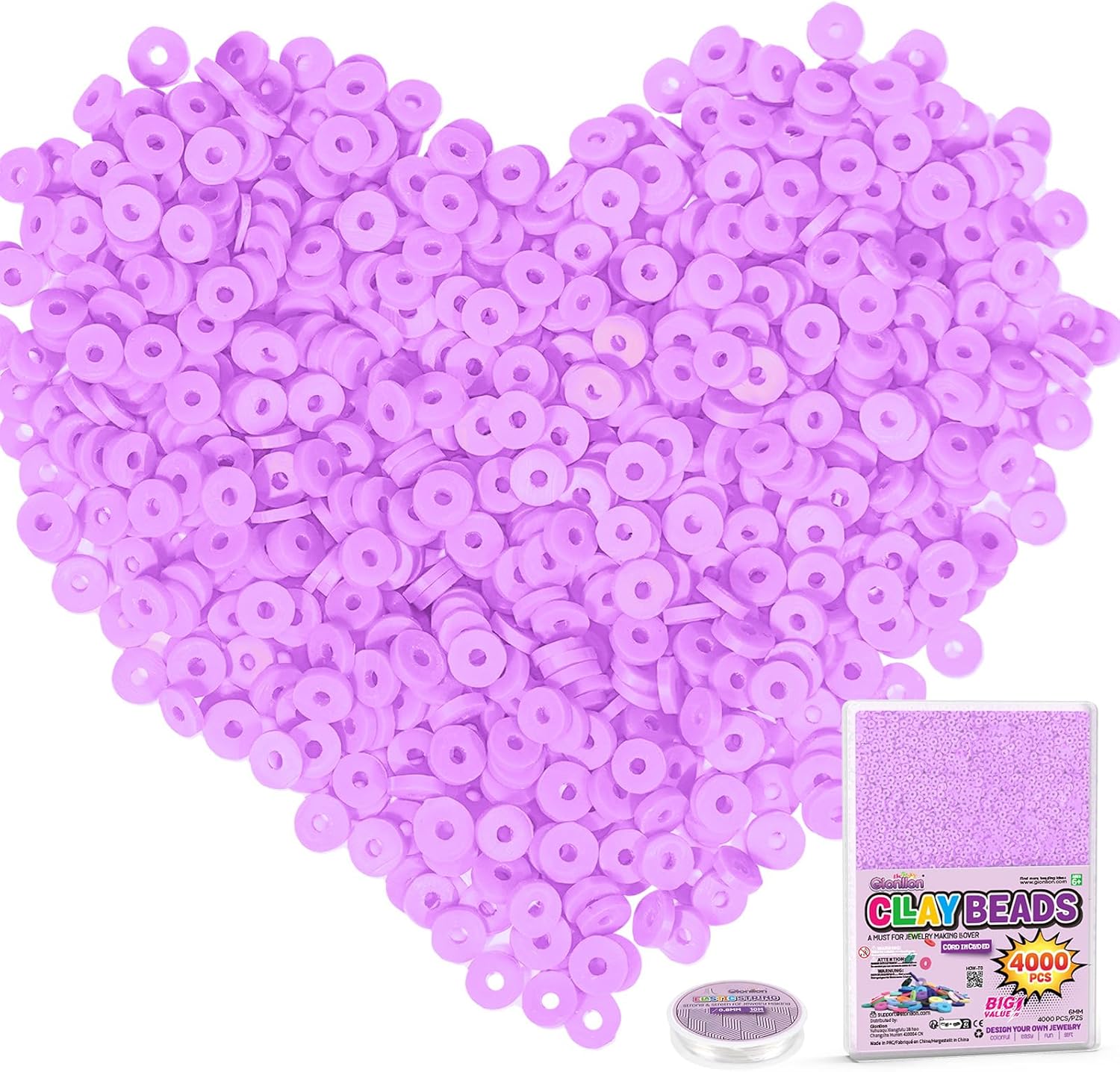 Gionlion 4000 Pcs Clay Beads Bracelet Making kit,6mm Polymer Heishi Beads for Jewelry Making,Preppy Aesthetic flat Beads for Bracelets Necklace Jewelry Making,DIY Crafts Gifts for Girls Kids