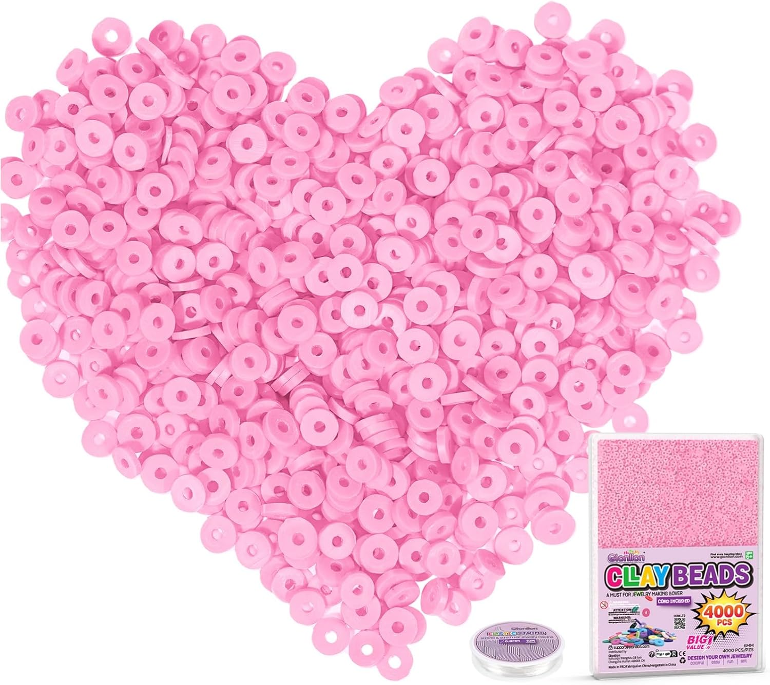 Gionlion 4000 Pcs Clay Beads Bracelet Making kit,6mm Polymer Heishi Beads for Jewelry Making,Preppy Aesthetic flat Beads for Bracelets Necklace Jewelry Making,DIY Crafts Gifts for Girls Kids