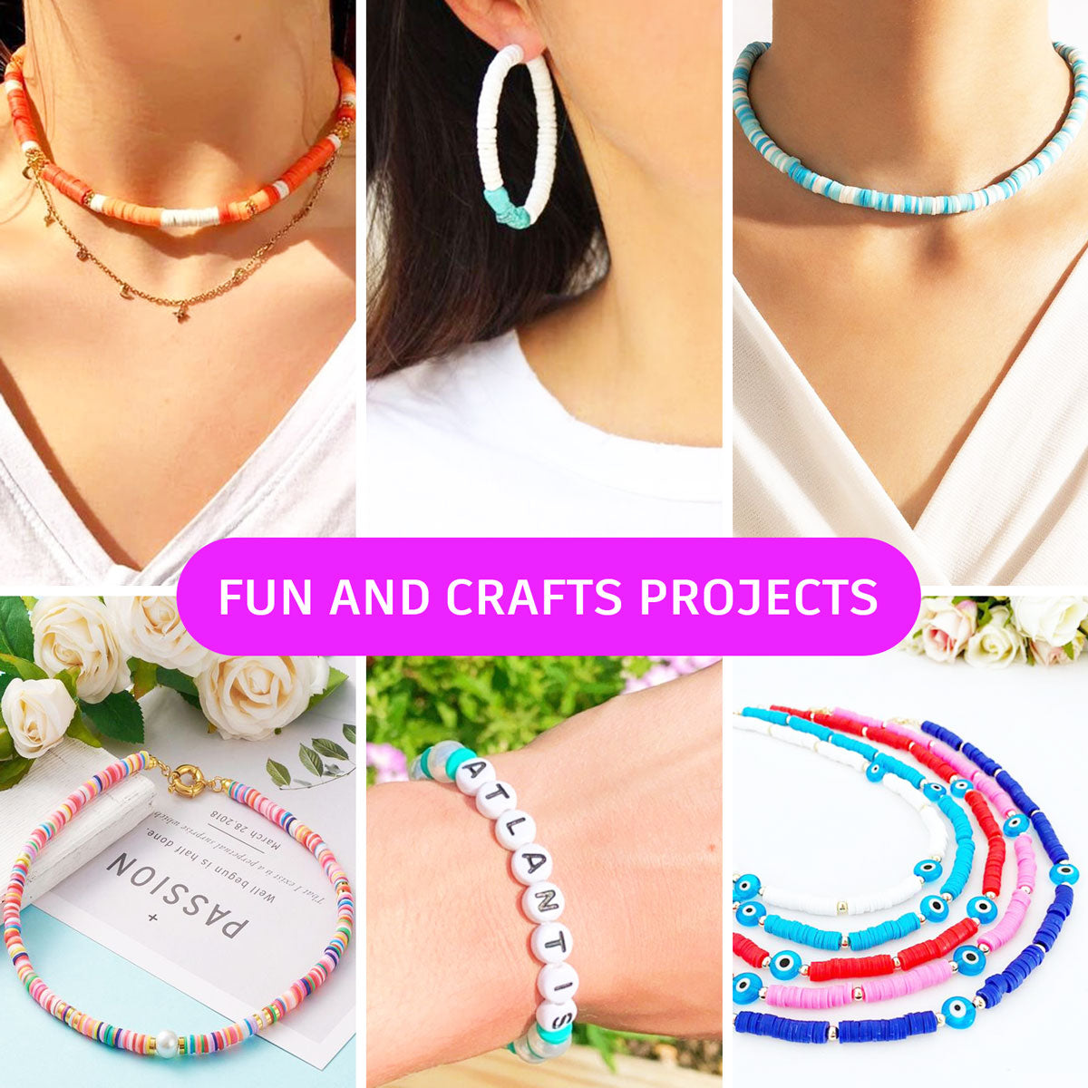 12 Styles Friendship Bracelet Kit with String and Beads, Color