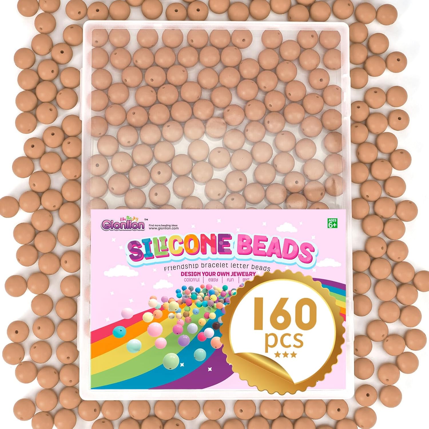 Gionlion 160PCS Silicone Beads, 15mm Silicone Beads Bracelet Making Kit, Soft Rubber Round Beads for Keychain Wristlets, Loose Beads Crafts for Necklace Jewelry DIY