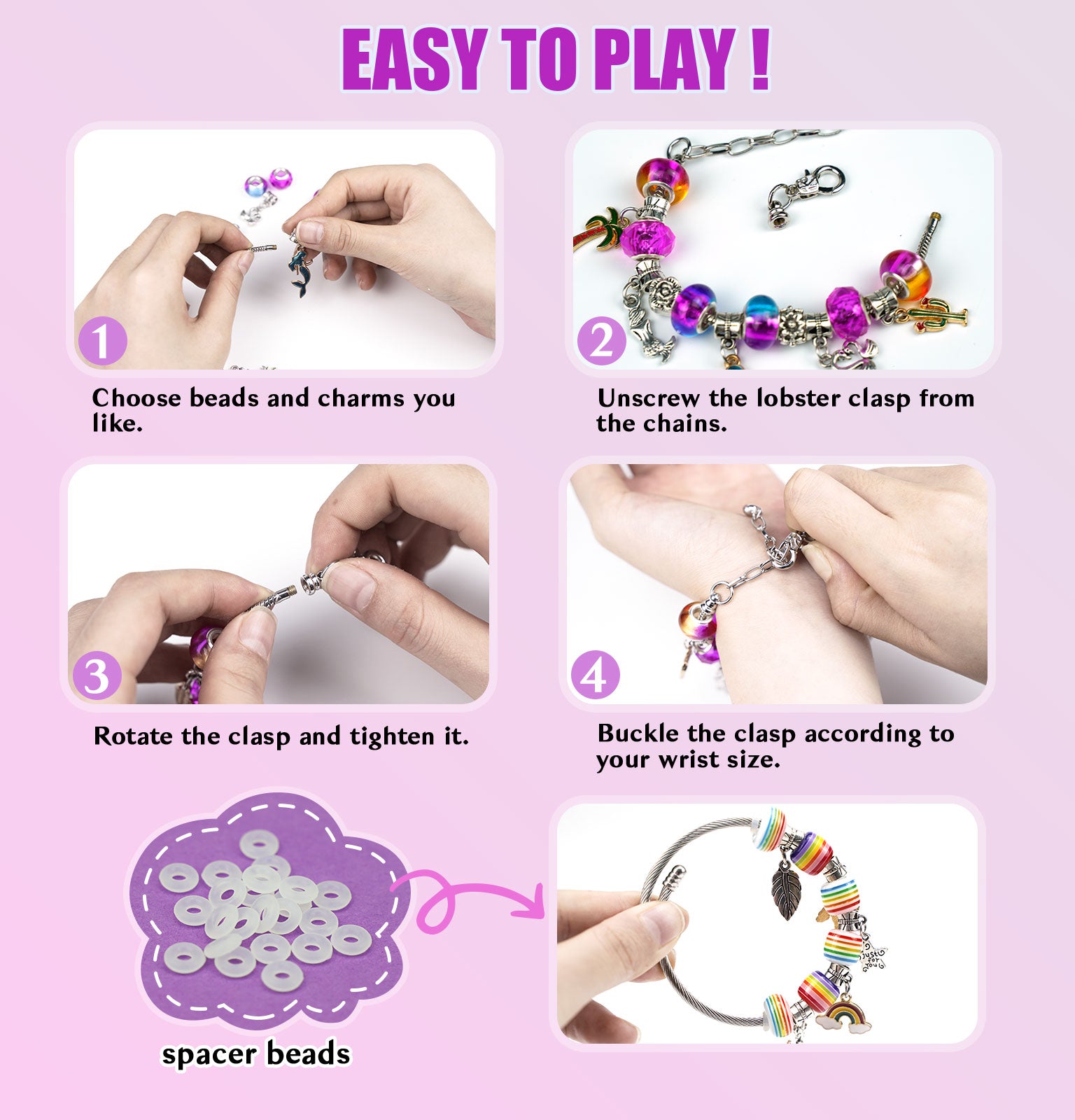 Charm Bracelet Making Kit,Jewellery Making Supplies Beads,Unicorn/Mermaid  Crafts Gifts Set for Girls Teens Age 8-12